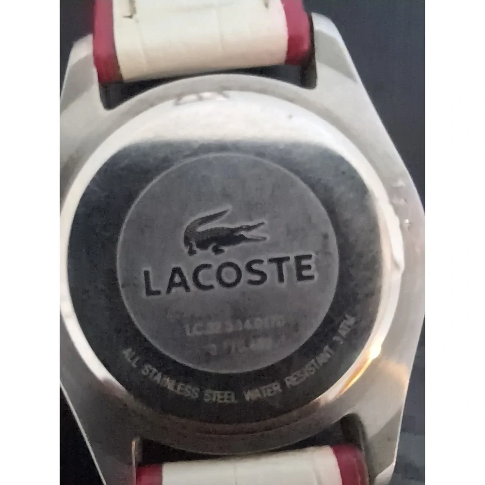 Lacoste Women's Stainless Steel Pink & White Leather‎ Band Watch